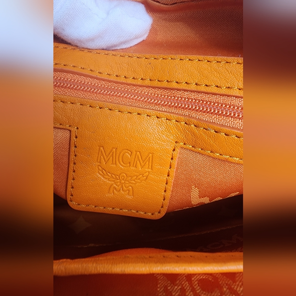 Authentic Mcm Aren Orange Monogram Crossbody Bag … - image 4